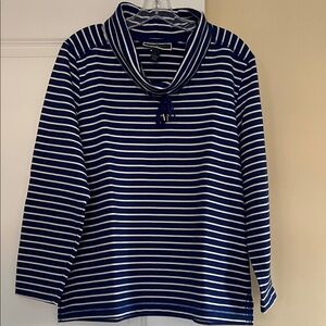 Karen Scott Women's Blue and White Striped Long Sleeve Tunic